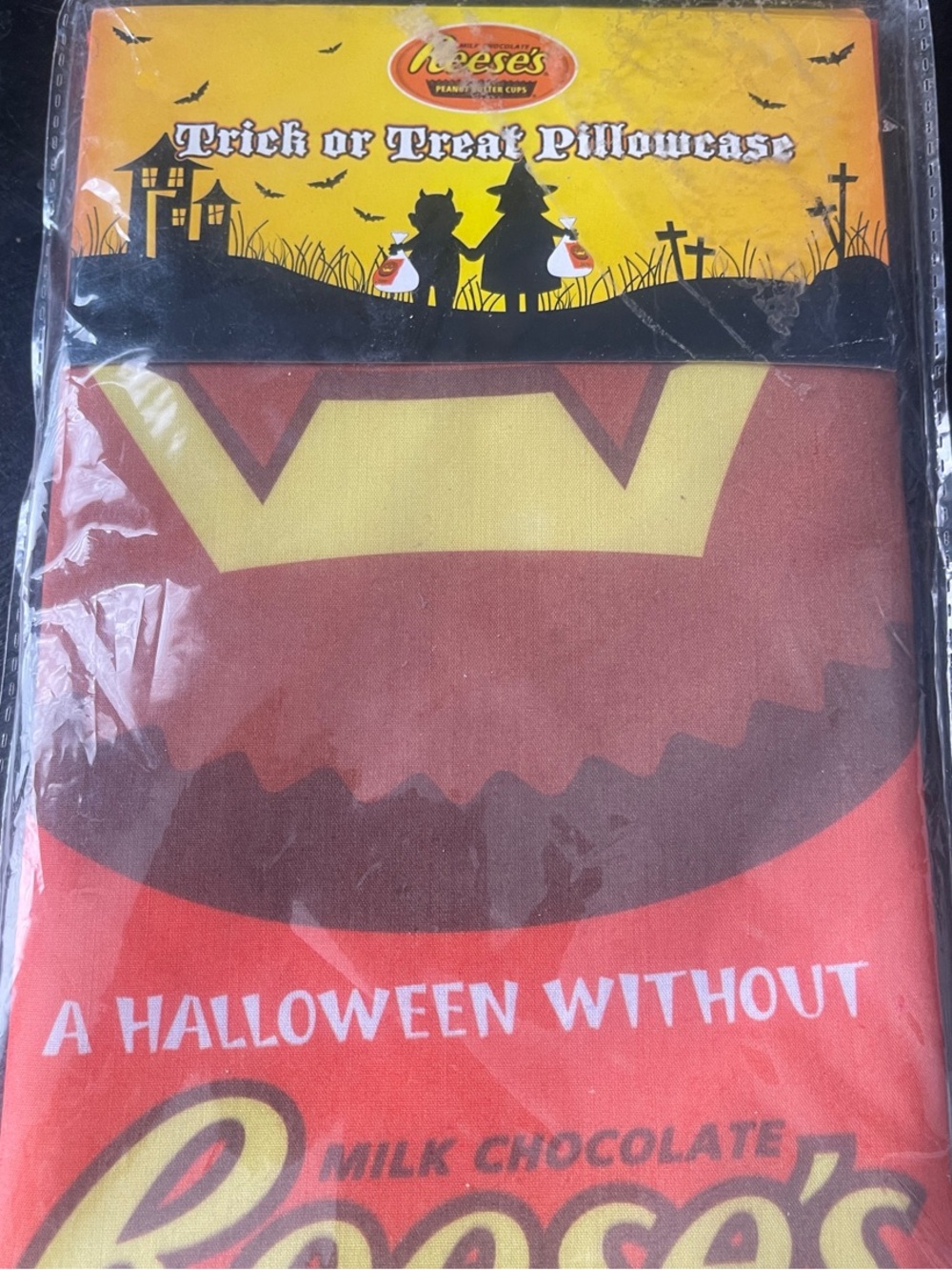 Reese's Halloween Trick or Treat Pillowcase - Orange & Yellow Pumpkin